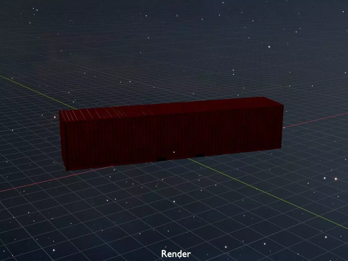 Cargo Container traffic red 40ft Low-poly 3D model_21
