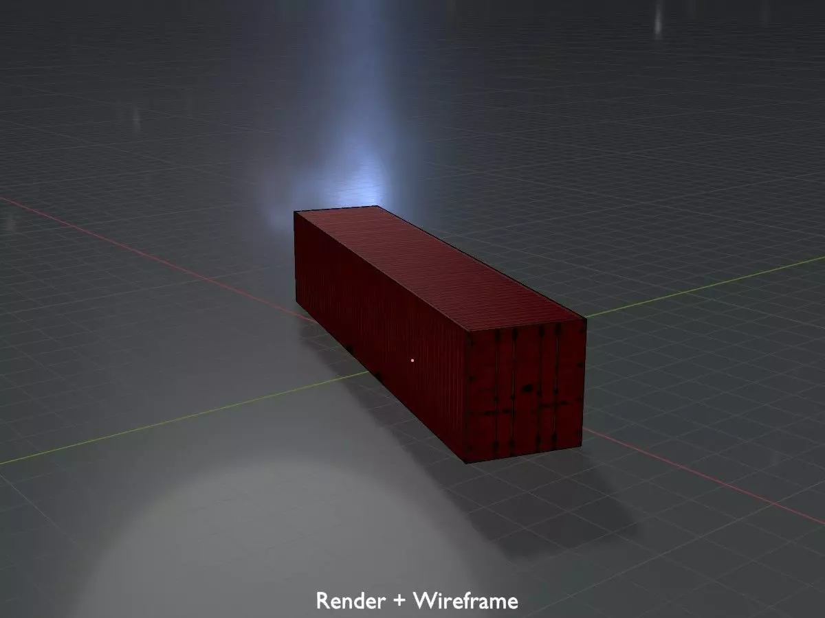 Cargo Container traffic red 40ft Low-poly 3D model_8