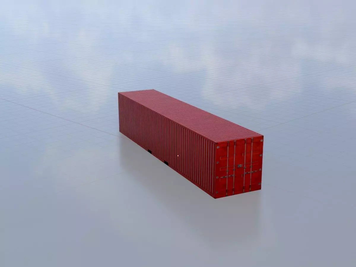 Cargo Container traffic red 40ft Low-poly 3D model_0