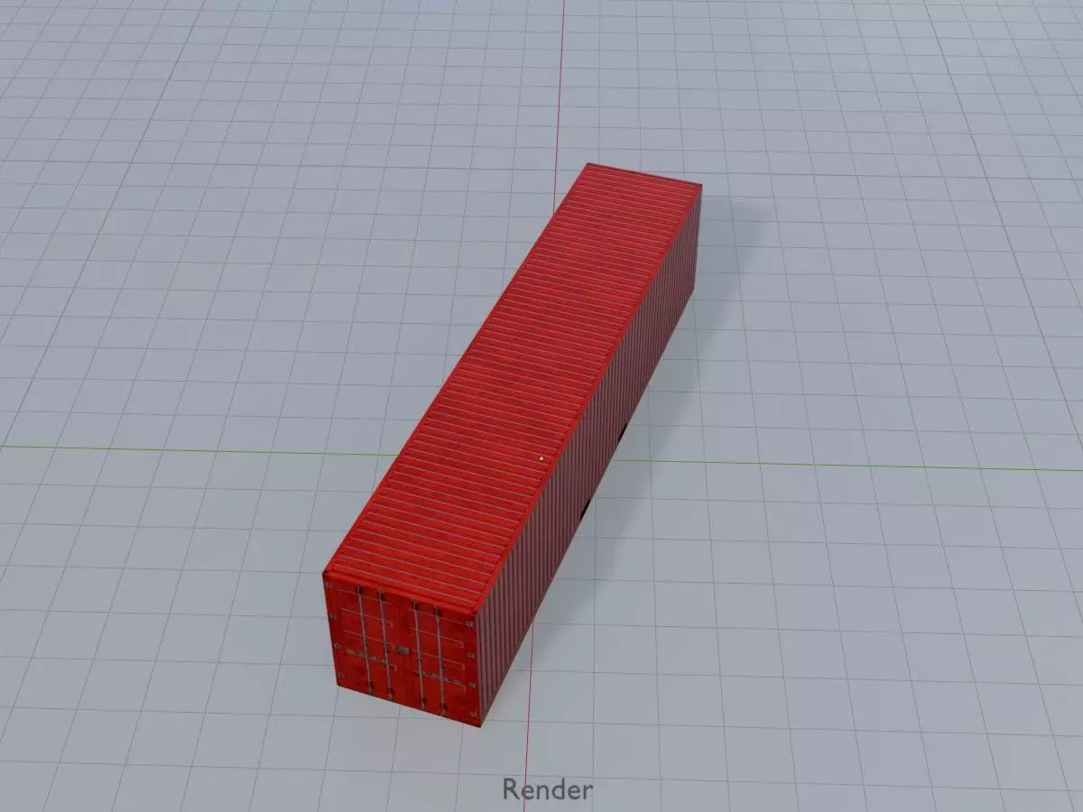 Cargo Container traffic red 40ft Low-poly 3D model_15