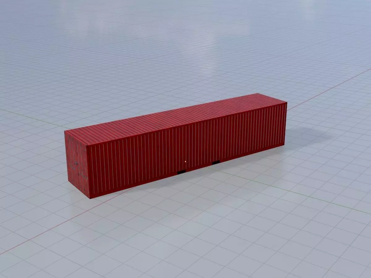 Cargo Container traffic red 40ft Low-poly 3D model_3