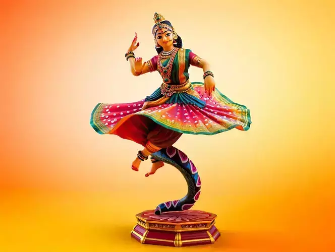 2520  Indian Serpent Woman Dancer on Pedestal  magic