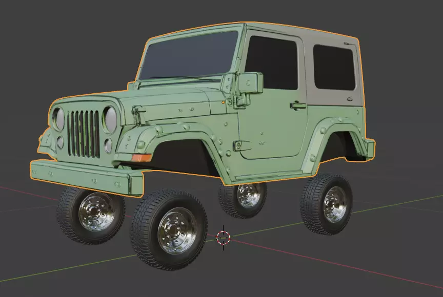 Jeep and Tyres are seperated 3D model