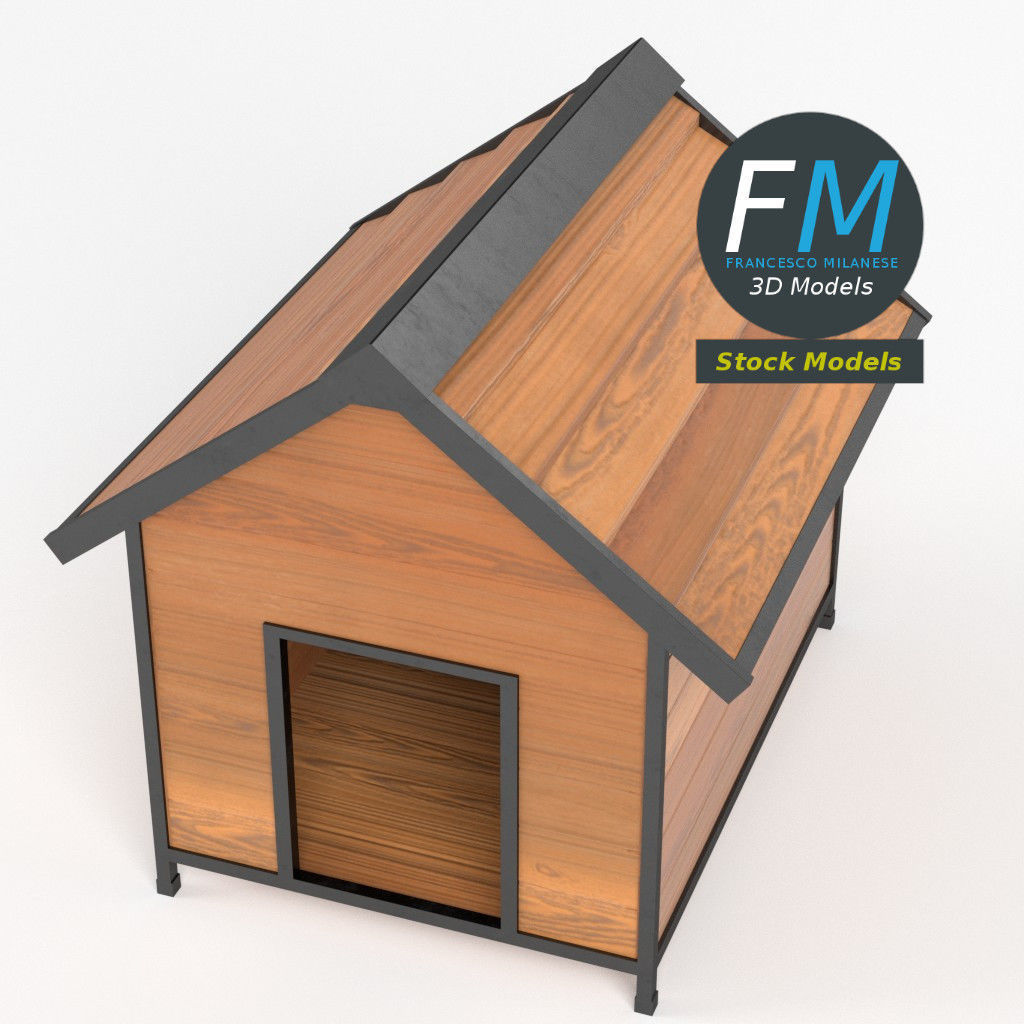 Doghouse wooden dog house 3D model_2