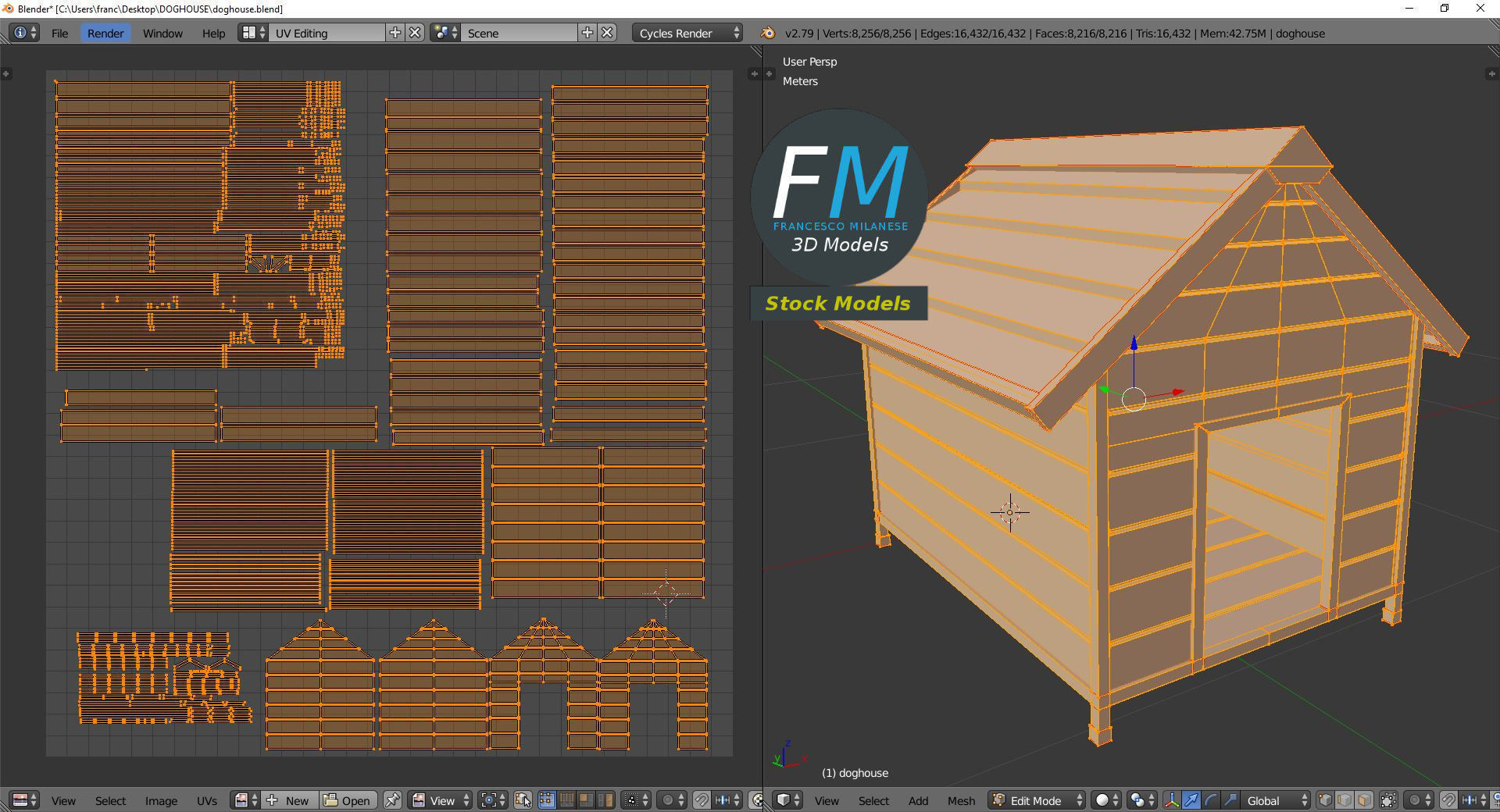 Doghouse wooden dog house 3D model_10