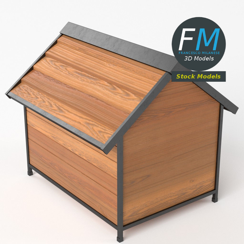 Doghouse wooden dog house 3D model_5