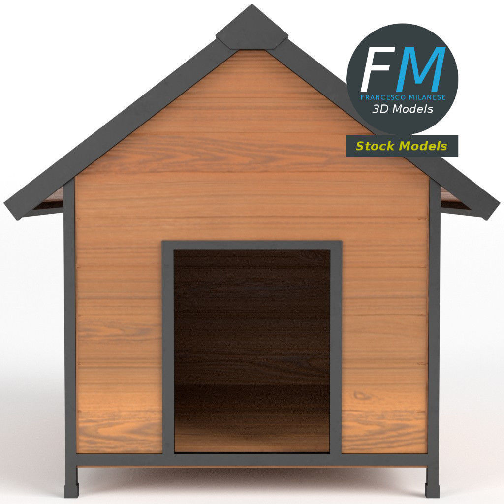 Doghouse wooden dog house 3D model_3
