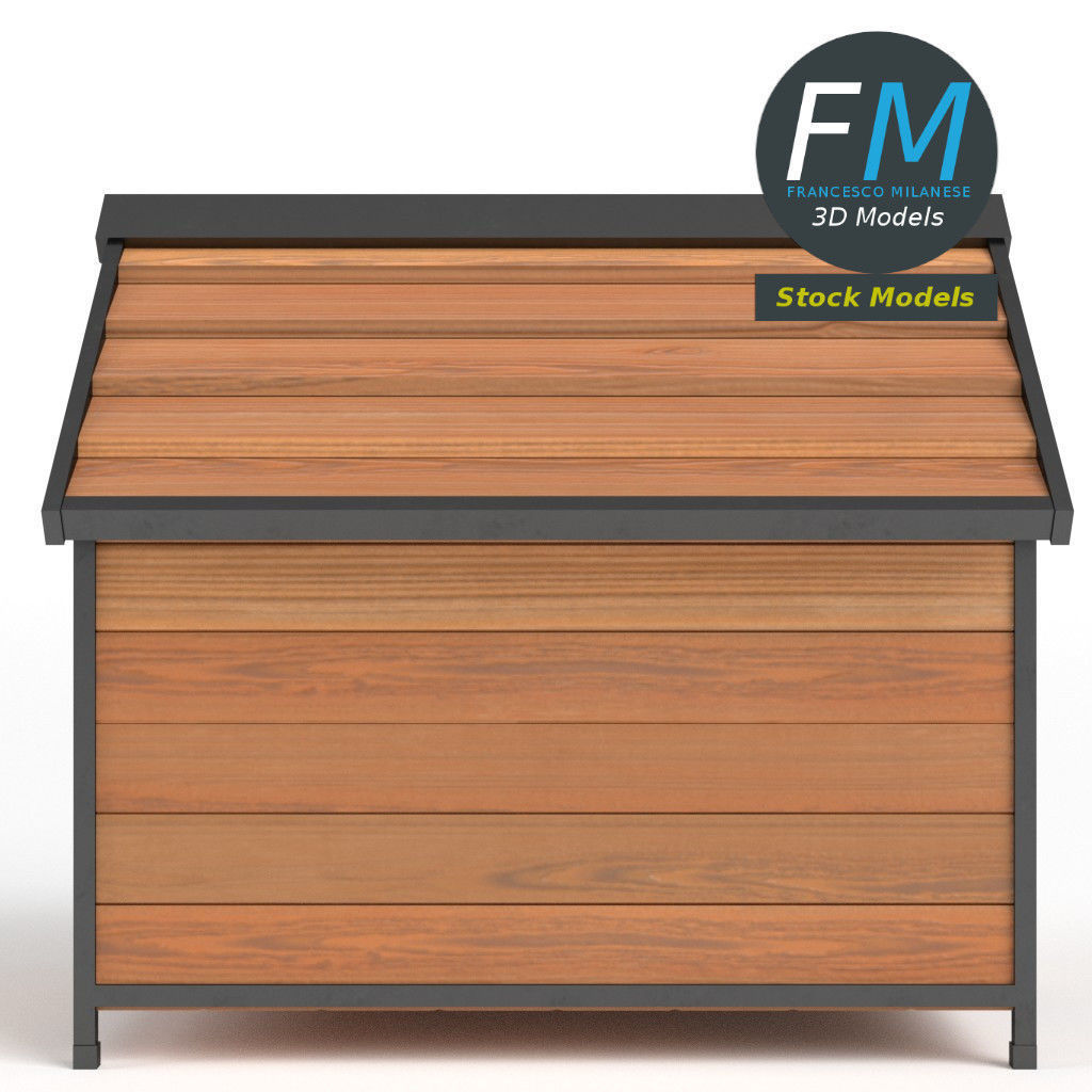 Doghouse wooden dog house 3D model_4