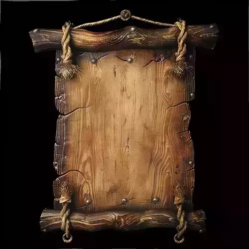 Wooden Tavern Sign Board 3D Model Stylized Game Prop Asset