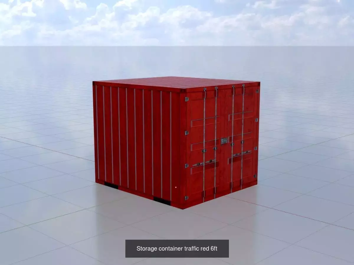 Cargo Container traffic red all versions 3D Model Collection_7