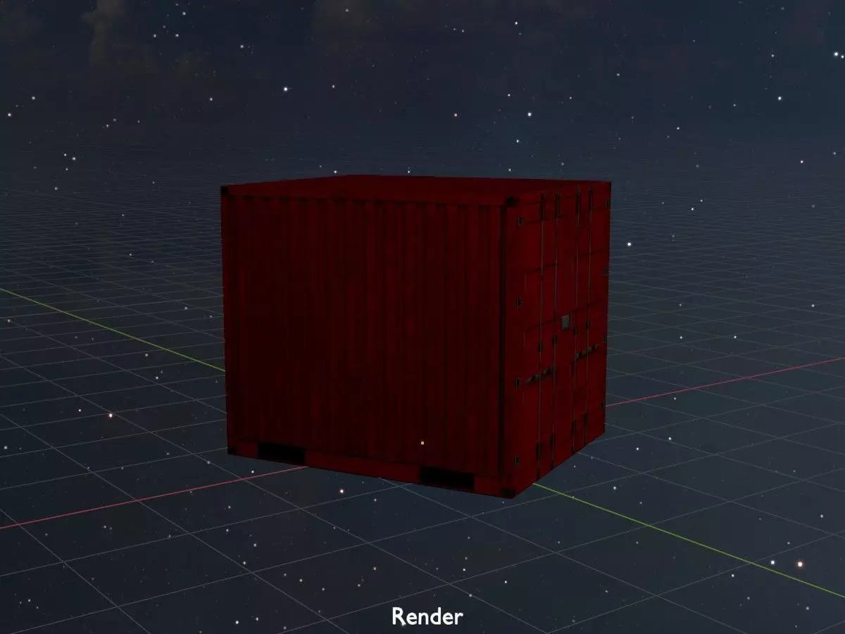 Cargo Container traffic red all versions 3D Model Collection_16