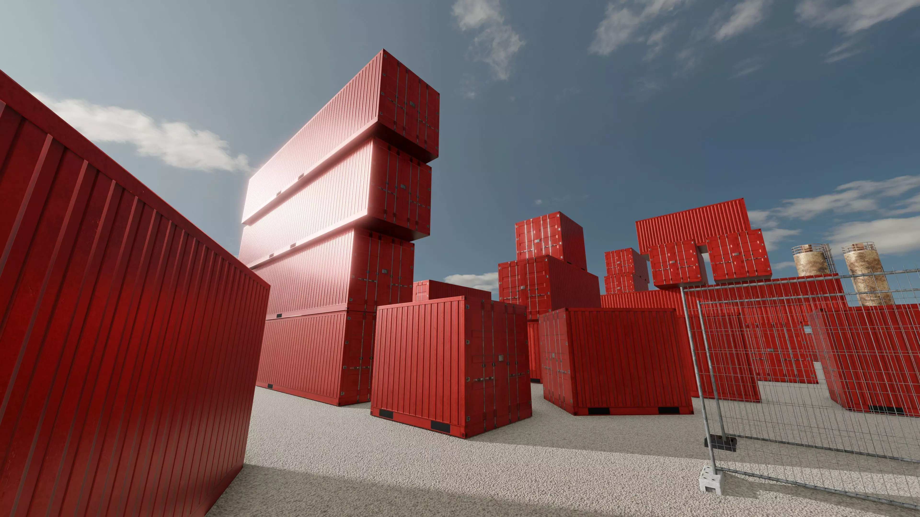 Cargo Container traffic red all versions 3D Model Collection_0
