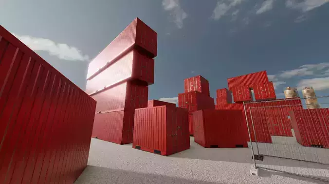 Cargo Container traffic red all versions 3D Model Collection Cargo Container traffic red all versions 3D Model Collection