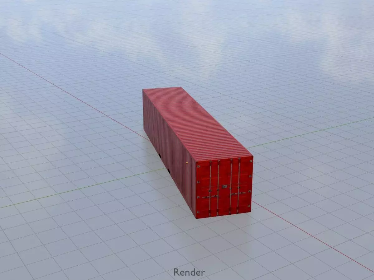 Cargo Container traffic red all versions 3D Model Collection_39