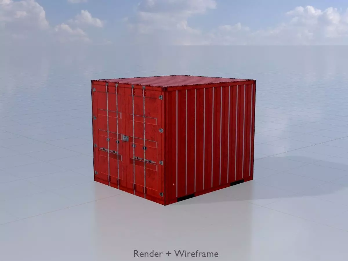Cargo Container traffic red all versions 3D Model Collection_43