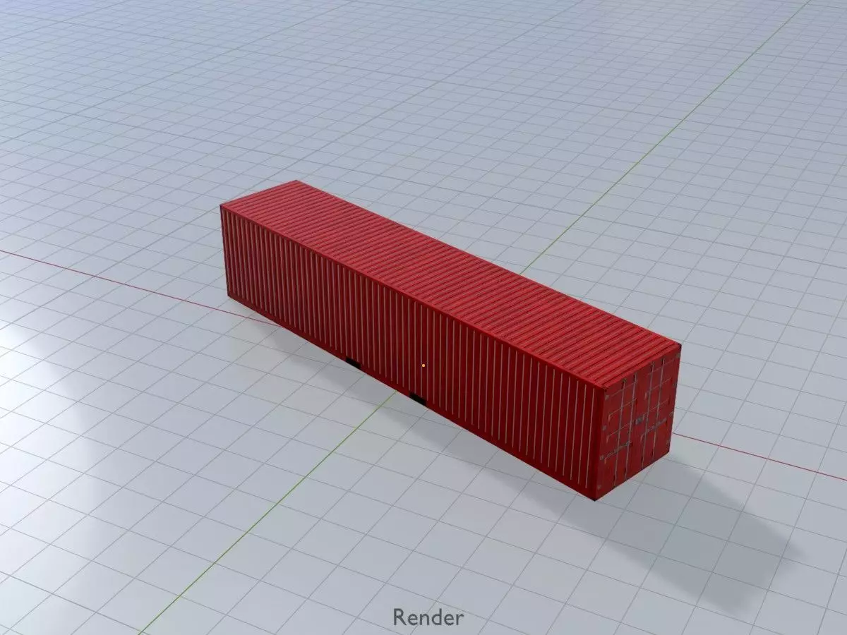 Cargo Container traffic red all versions 3D Model Collection_42