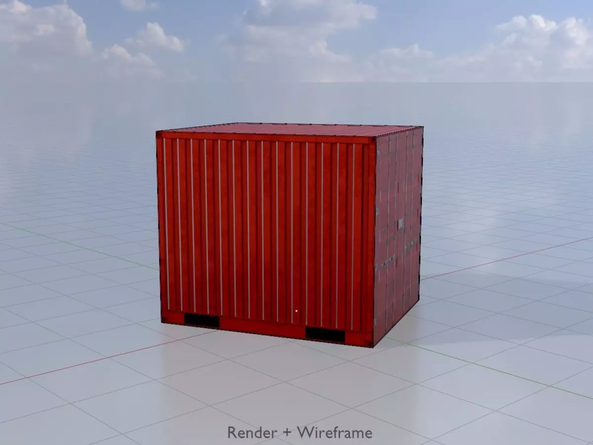 Cargo Container traffic red all versions 3D Model Collection_35