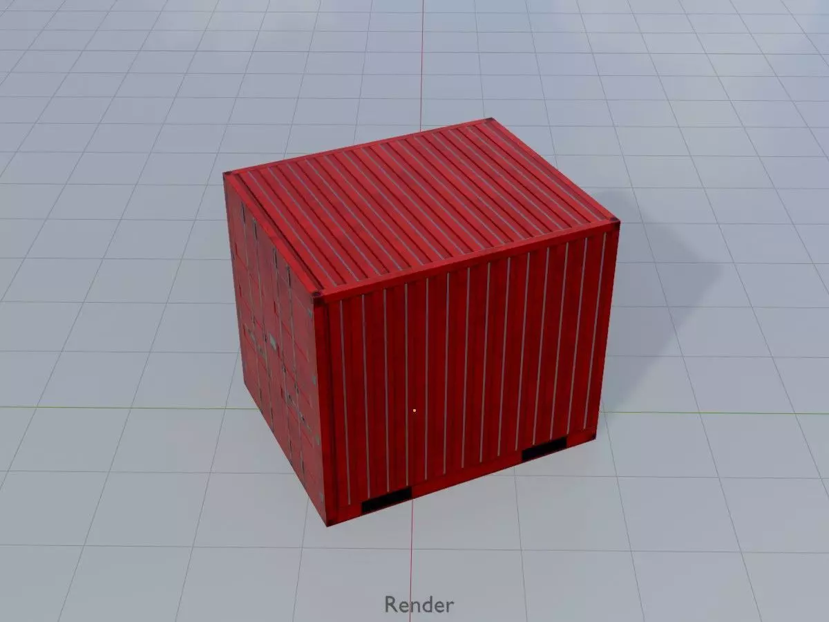 Cargo Container traffic red all versions 3D Model Collection_71