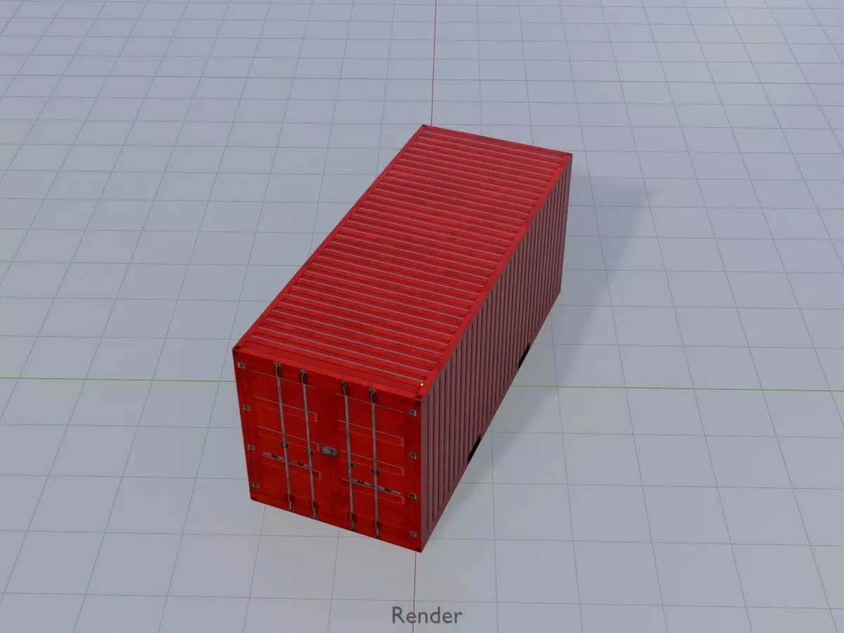 Cargo Container traffic red all versions 3D Model Collection_48