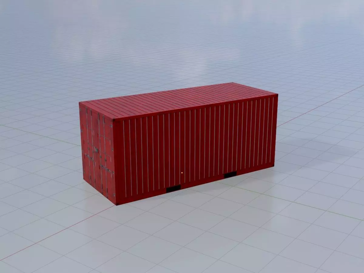 Cargo Container traffic red all versions 3D Model Collection_32