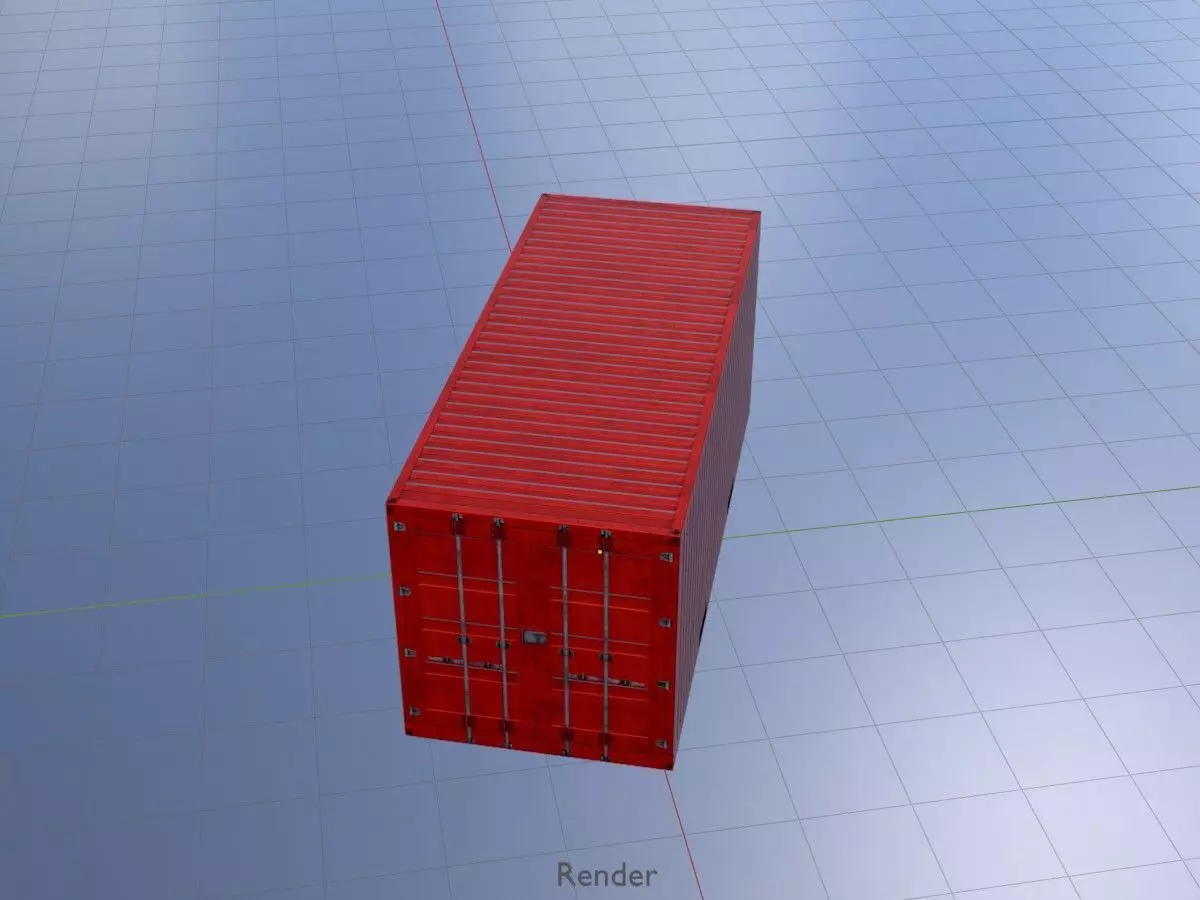 Cargo Container traffic red all versions 3D Model Collection_33
