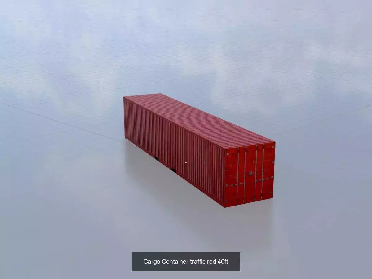Cargo Container traffic red all versions 3D Model Collection_10