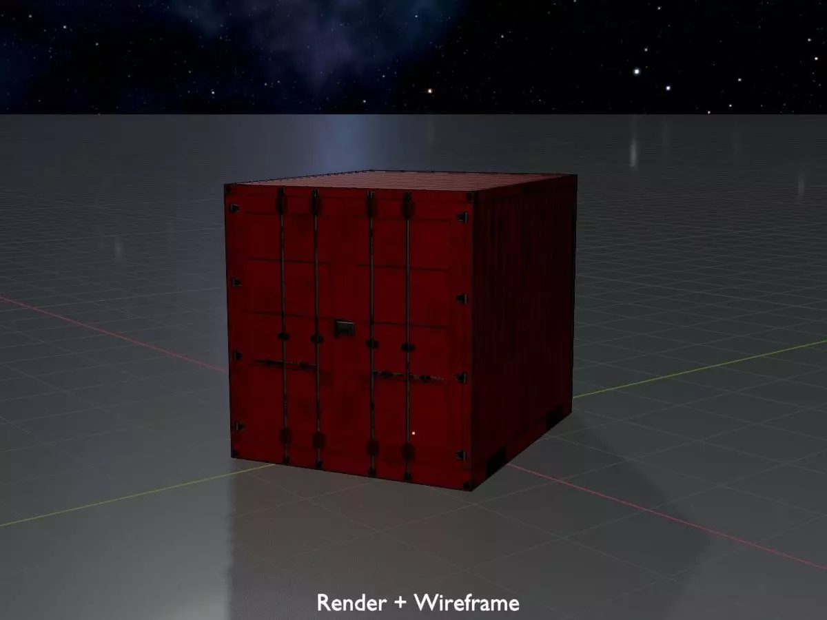Cargo Container traffic red all versions 3D Model Collection_63