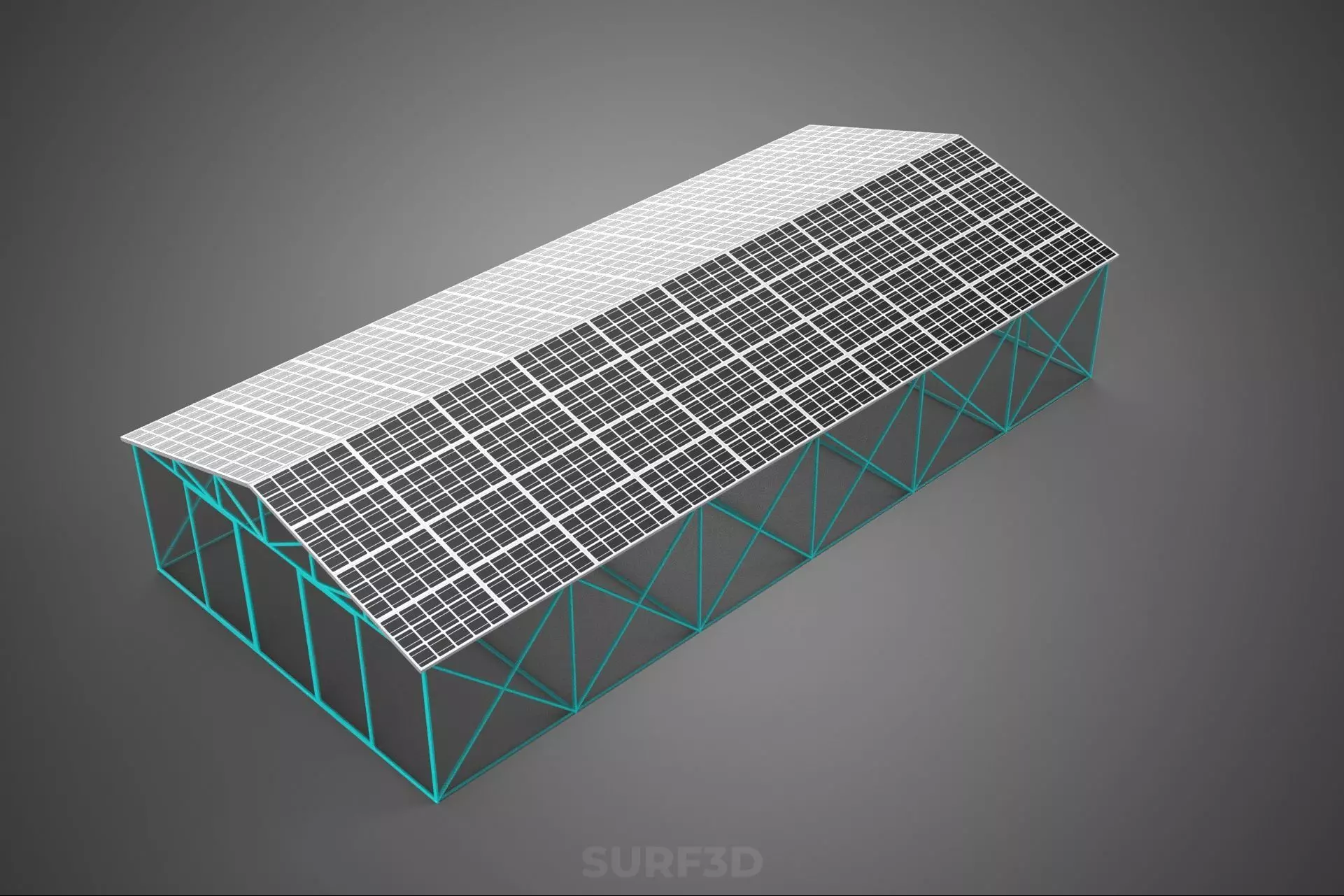 SOLAR POWERED GREENHOUSE HOTHOUSE GLASSHOUSE PLANT CROP GARDEN 3D model_3