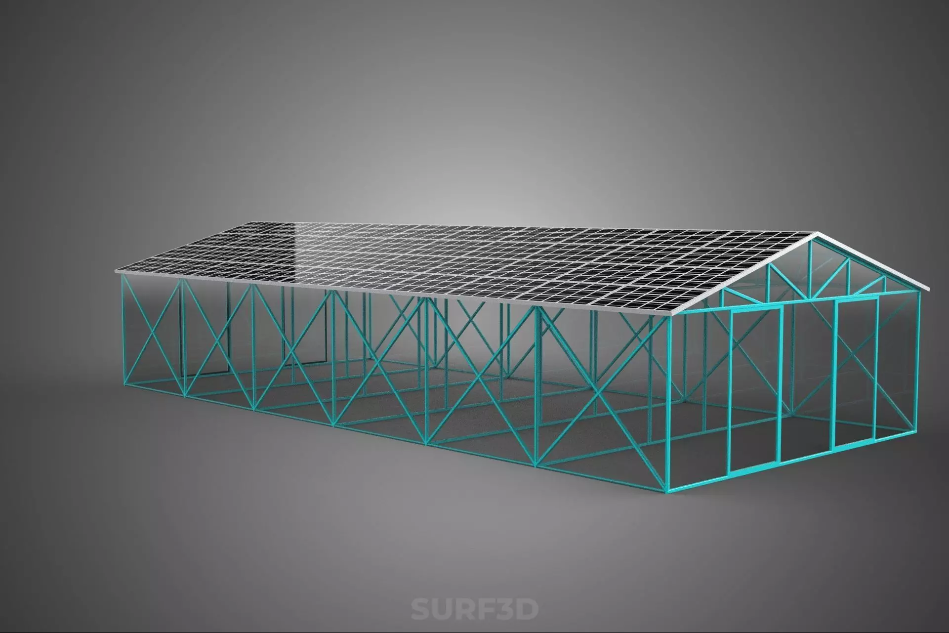 SOLAR POWERED GREENHOUSE HOTHOUSE GLASSHOUSE PLANT CROP GARDEN 3D model_9
