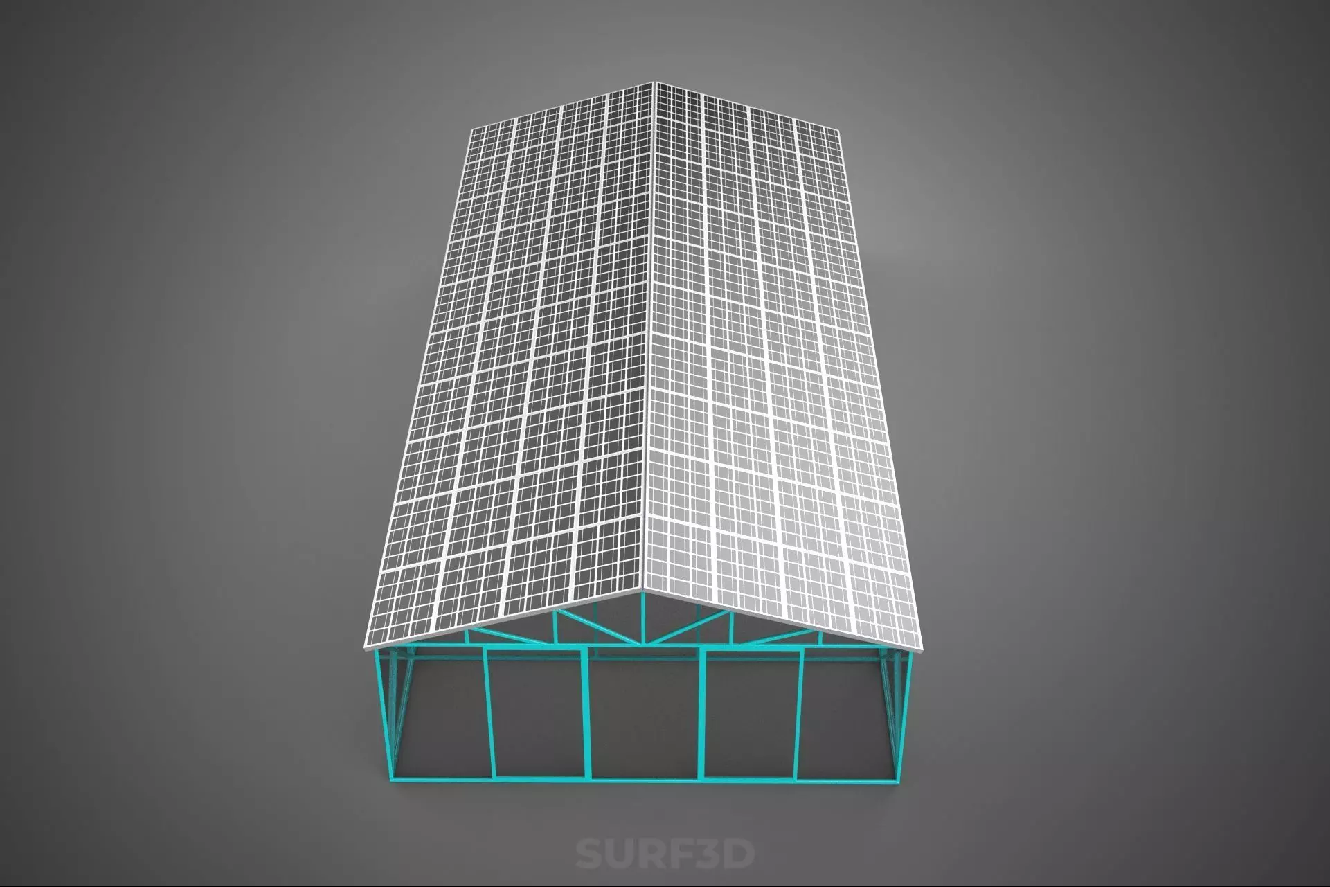 SOLAR POWERED GREENHOUSE HOTHOUSE GLASSHOUSE PLANT CROP GARDEN 3D model_2