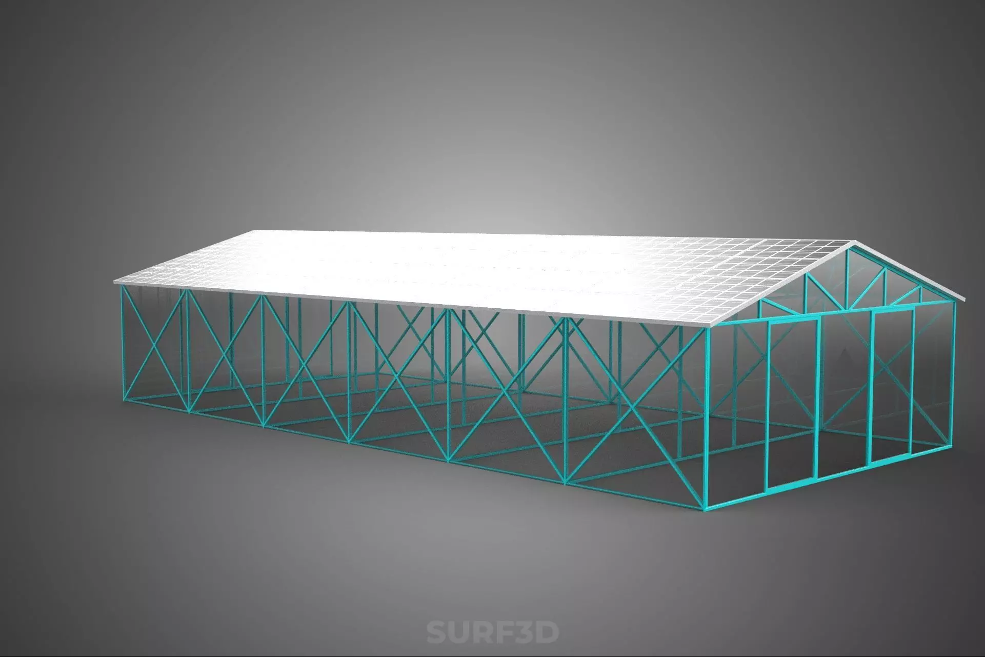SOLAR POWERED GREENHOUSE HOTHOUSE GLASSHOUSE PLANT CROP GARDEN 3D model_5