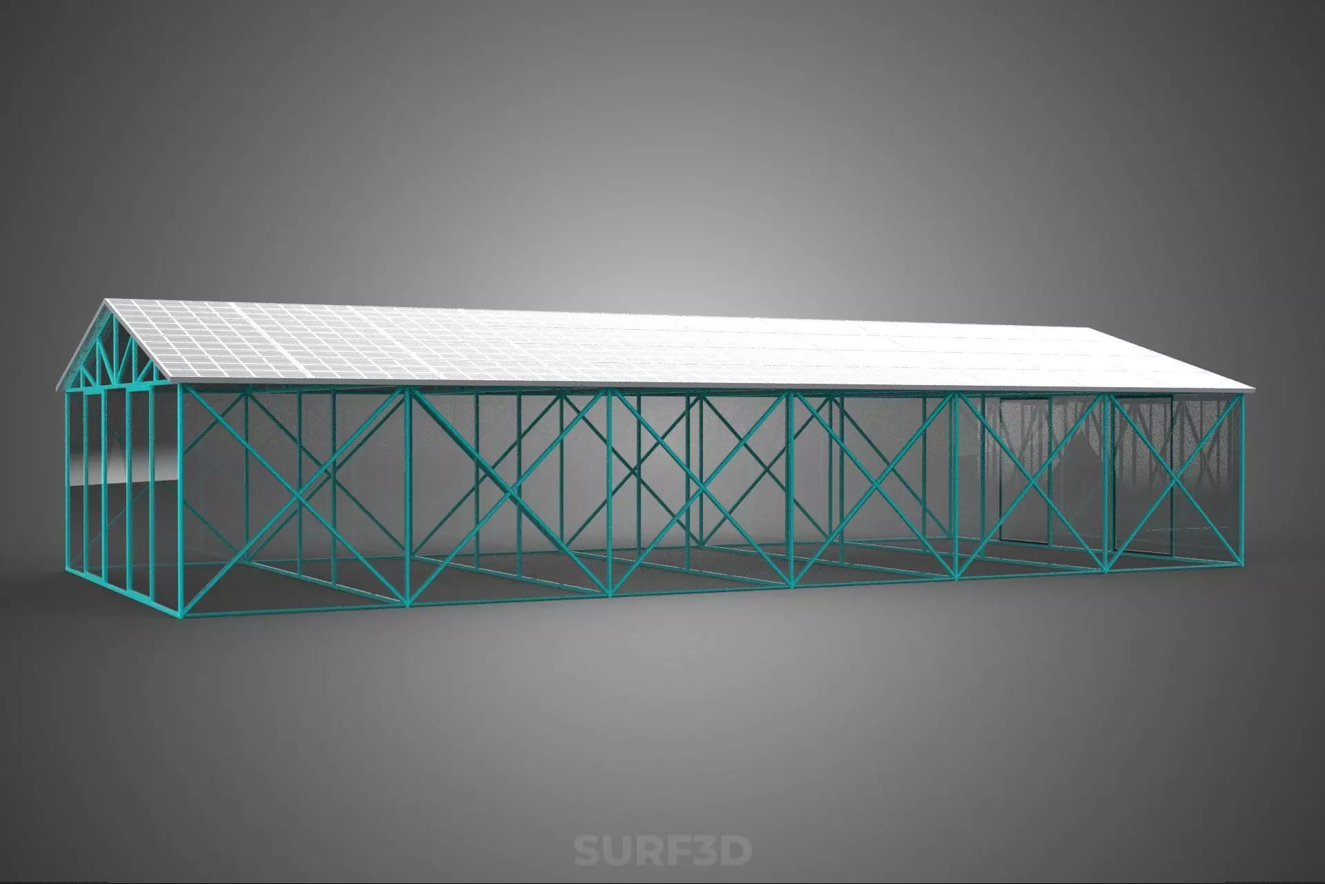 SOLAR POWERED GREENHOUSE HOTHOUSE GLASSHOUSE PLANT CROP GARDEN 3D model_18