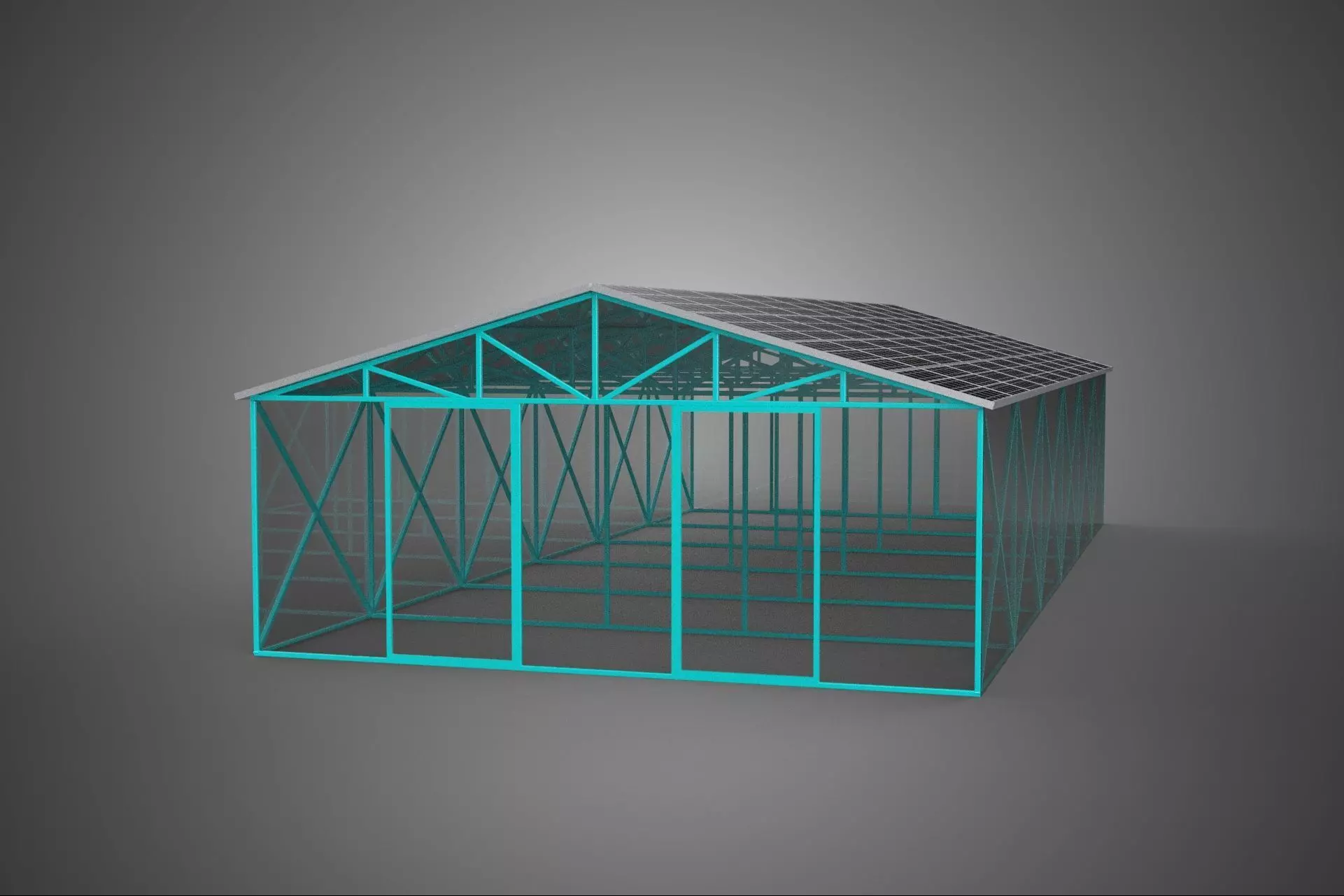 SOLAR POWERED GREENHOUSE HOTHOUSE GLASSHOUSE PLANT CROP GARDEN 3D model_0