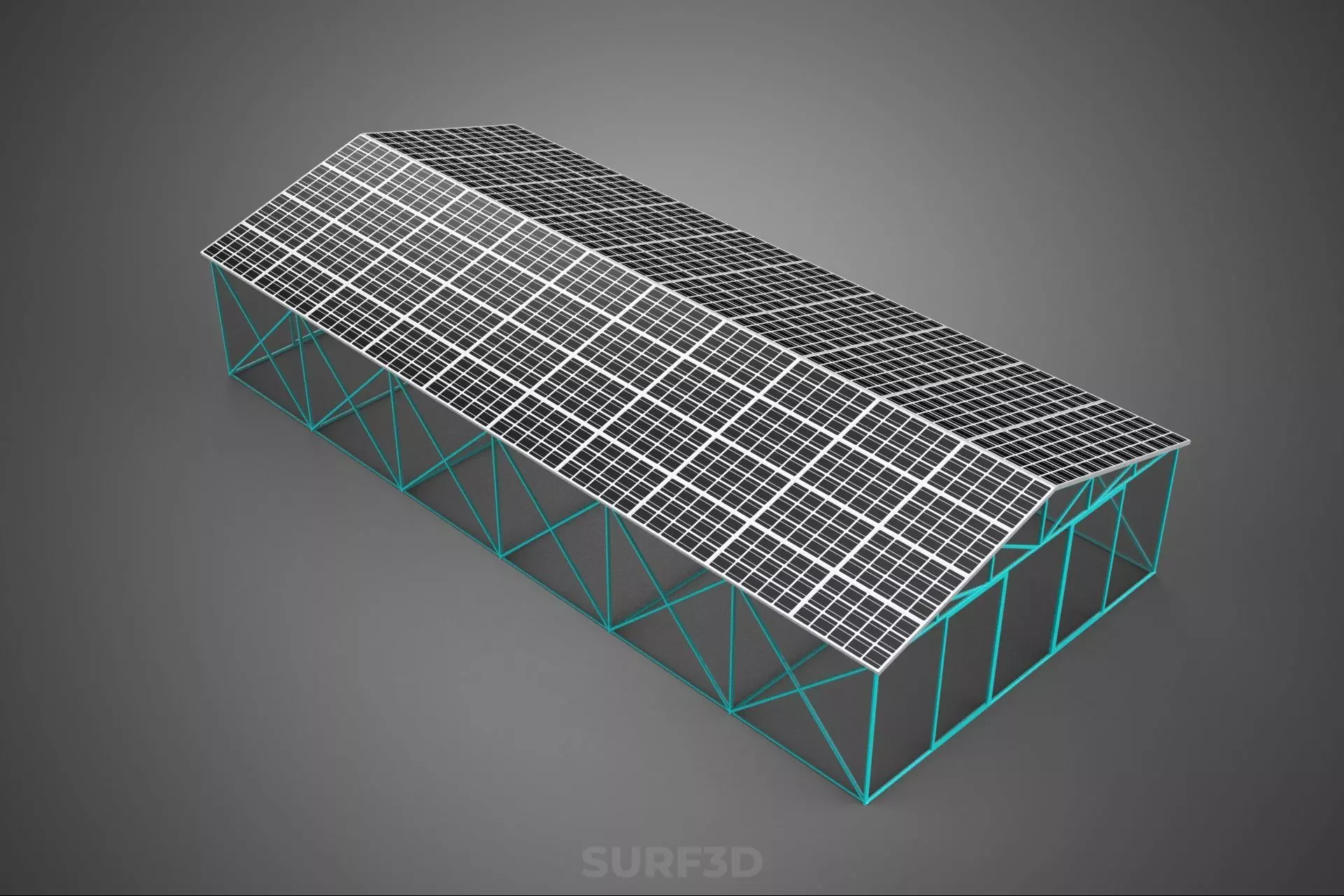 SOLAR POWERED GREENHOUSE HOTHOUSE GLASSHOUSE PLANT CROP GARDEN 3D model_1
