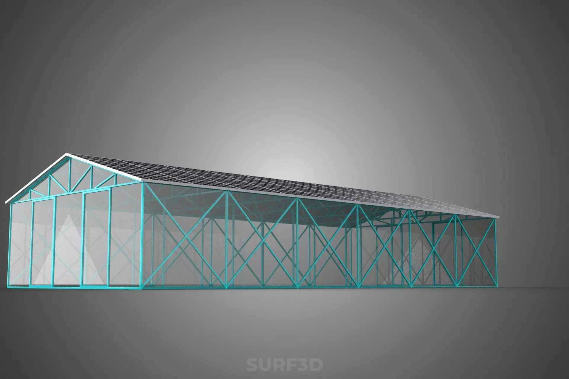 SOLAR POWERED GREENHOUSE HOTHOUSE GLASSHOUSE PLANT CROP GARDEN 3D model_12