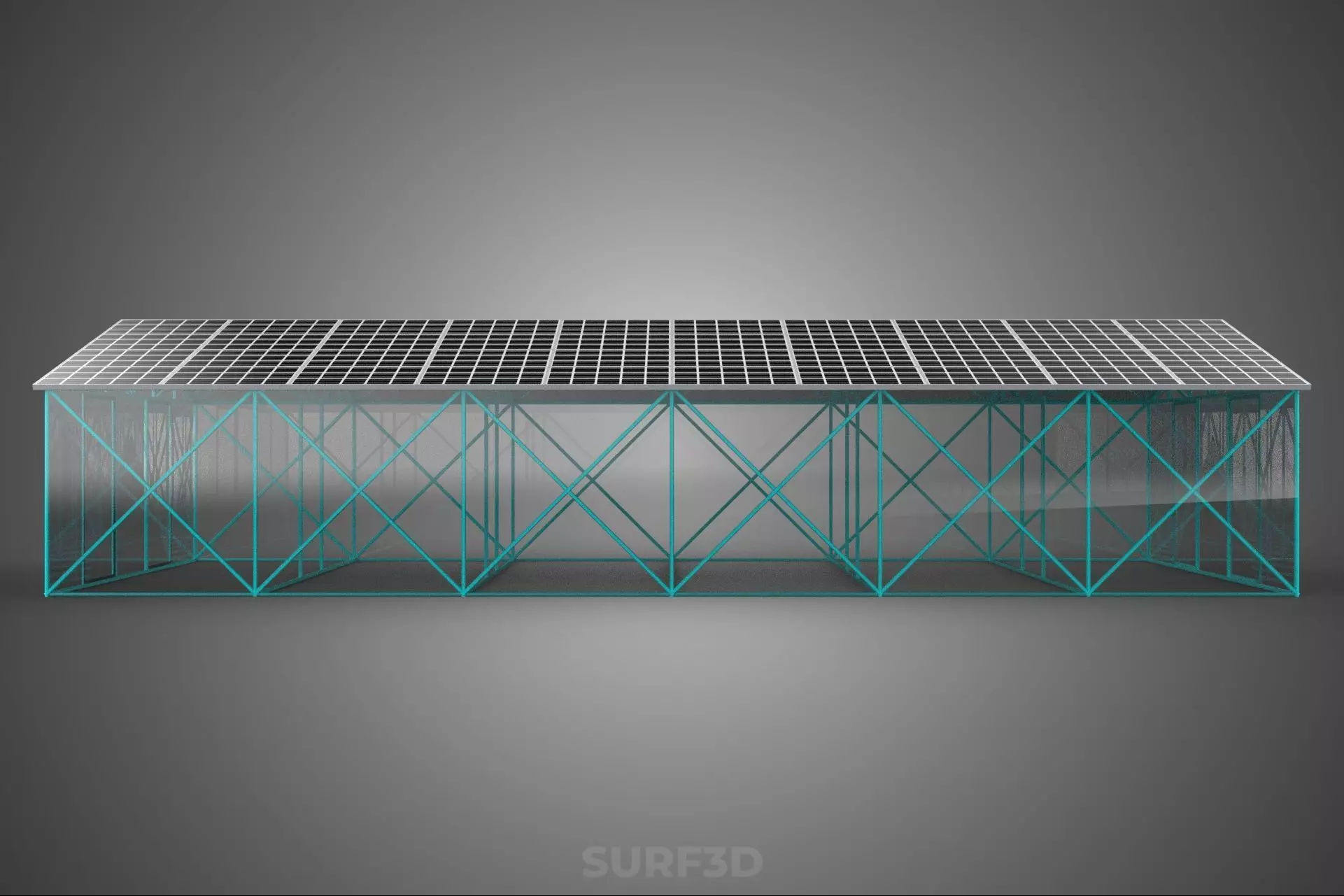 SOLAR POWERED GREENHOUSE HOTHOUSE GLASSHOUSE PLANT CROP GARDEN 3D model_16