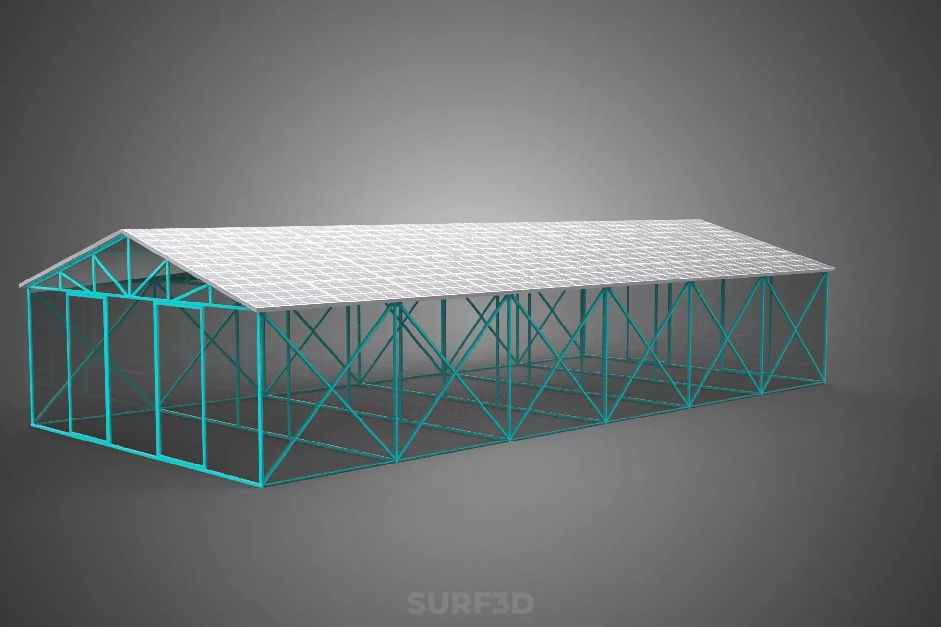 SOLAR POWERED GREENHOUSE HOTHOUSE GLASSHOUSE PLANT CROP GARDEN 3D model_7