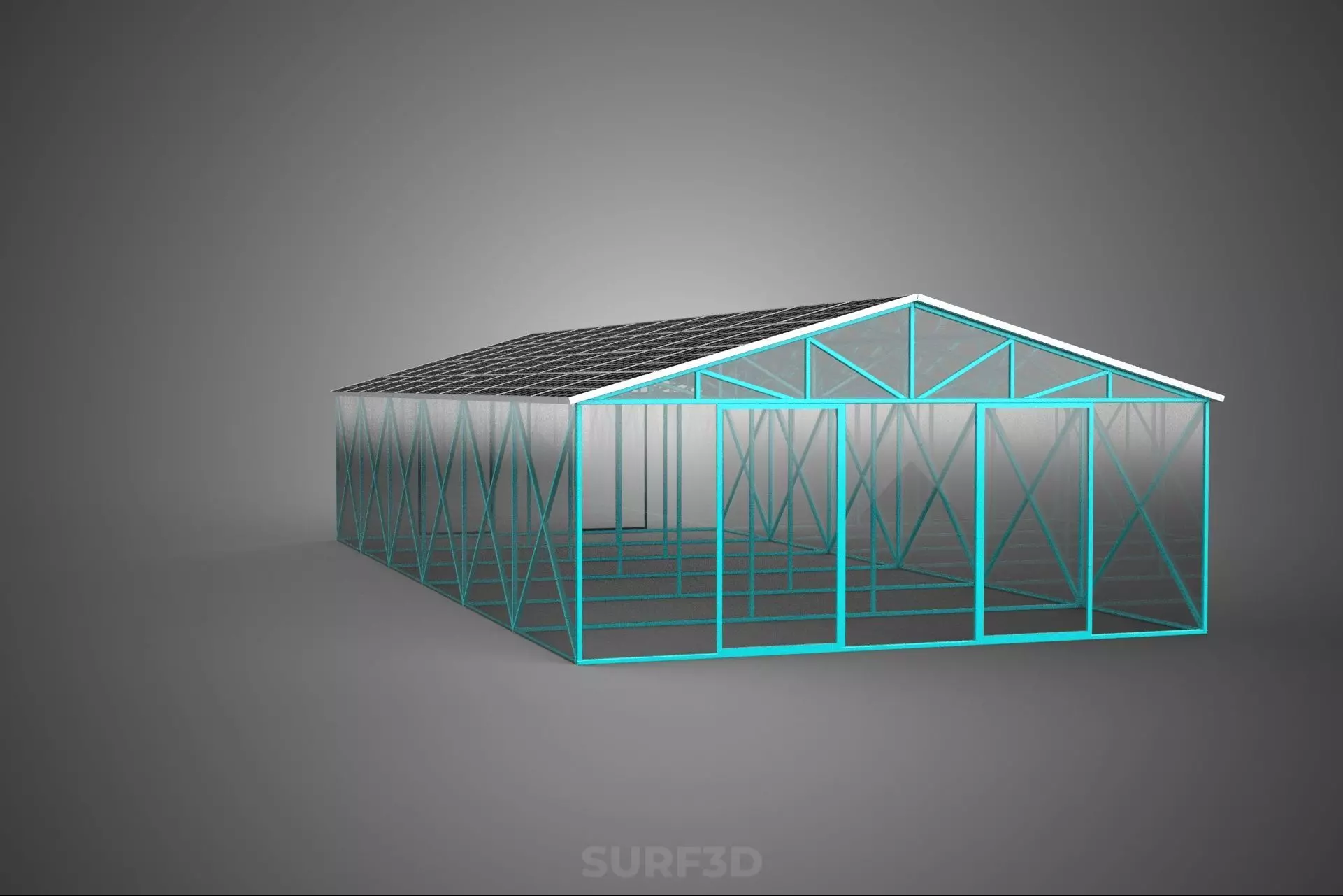 SOLAR POWERED GREENHOUSE HOTHOUSE GLASSHOUSE PLANT CROP GARDEN 3D model_19