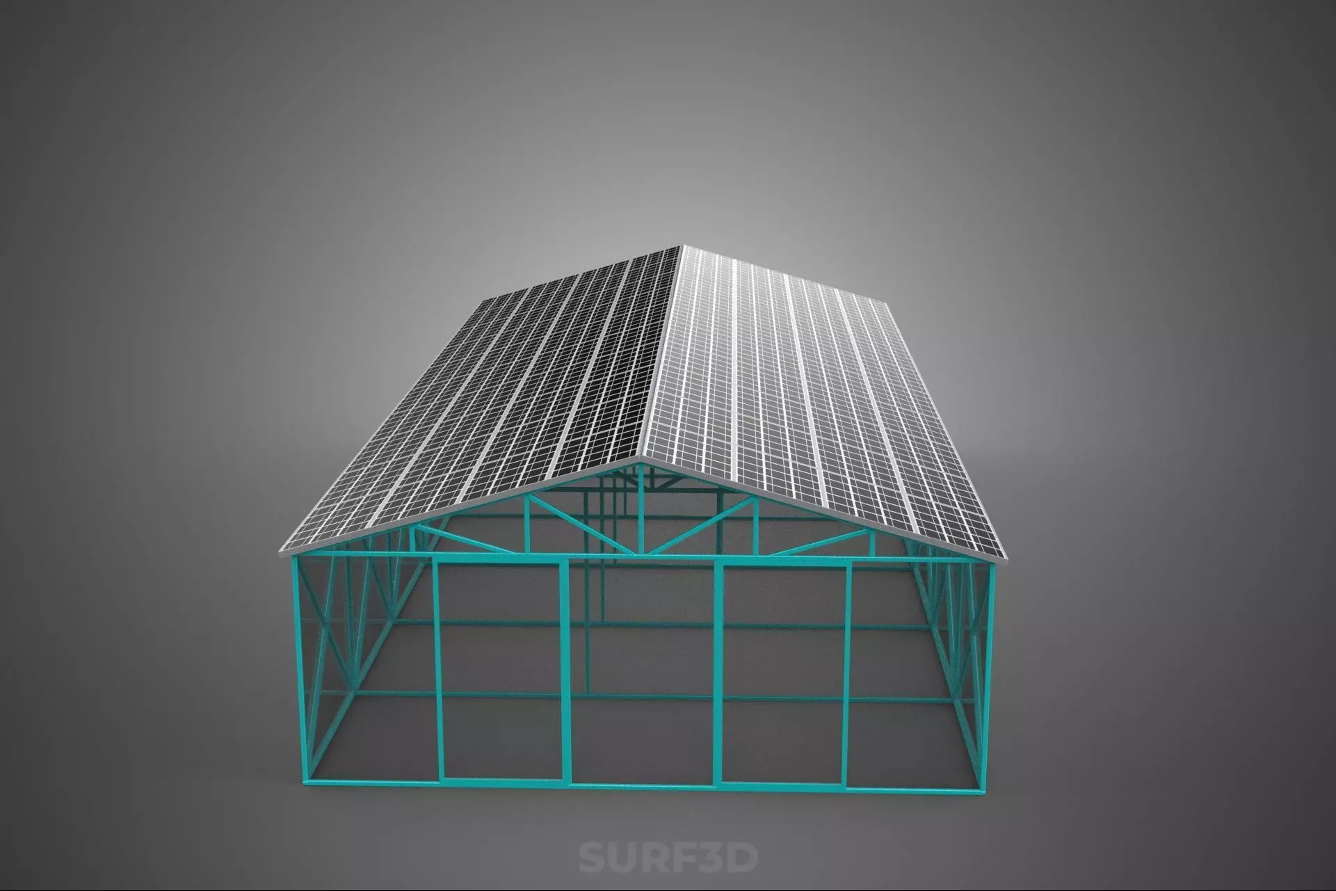 SOLAR POWERED GREENHOUSE HOTHOUSE GLASSHOUSE PLANT CROP GARDEN 3D model_20