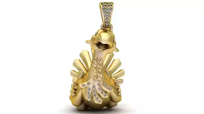 Golden Peacock Charm Pendant