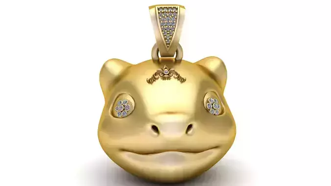 Golden Gecko Face Pendant