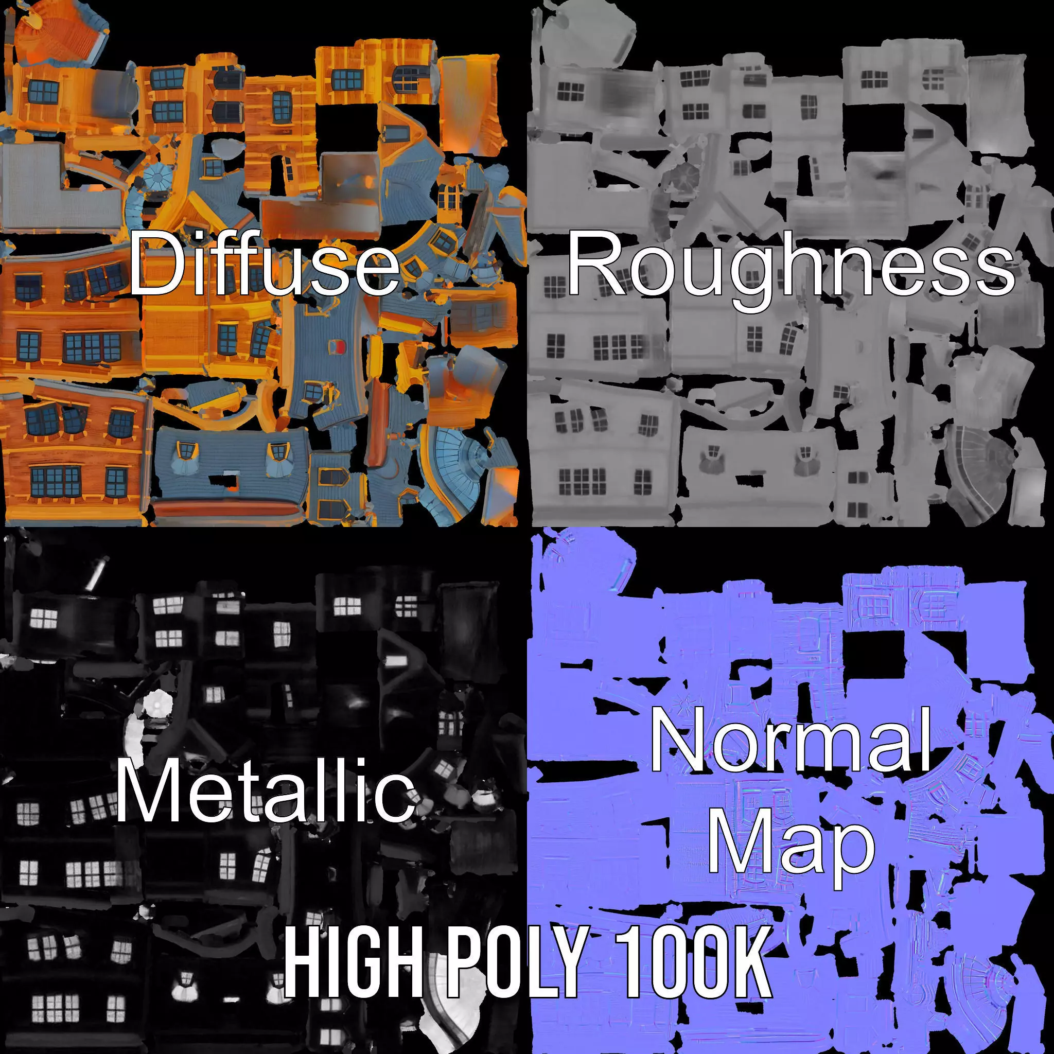 Victorian Brick House model pack Low-poly 3D model_4