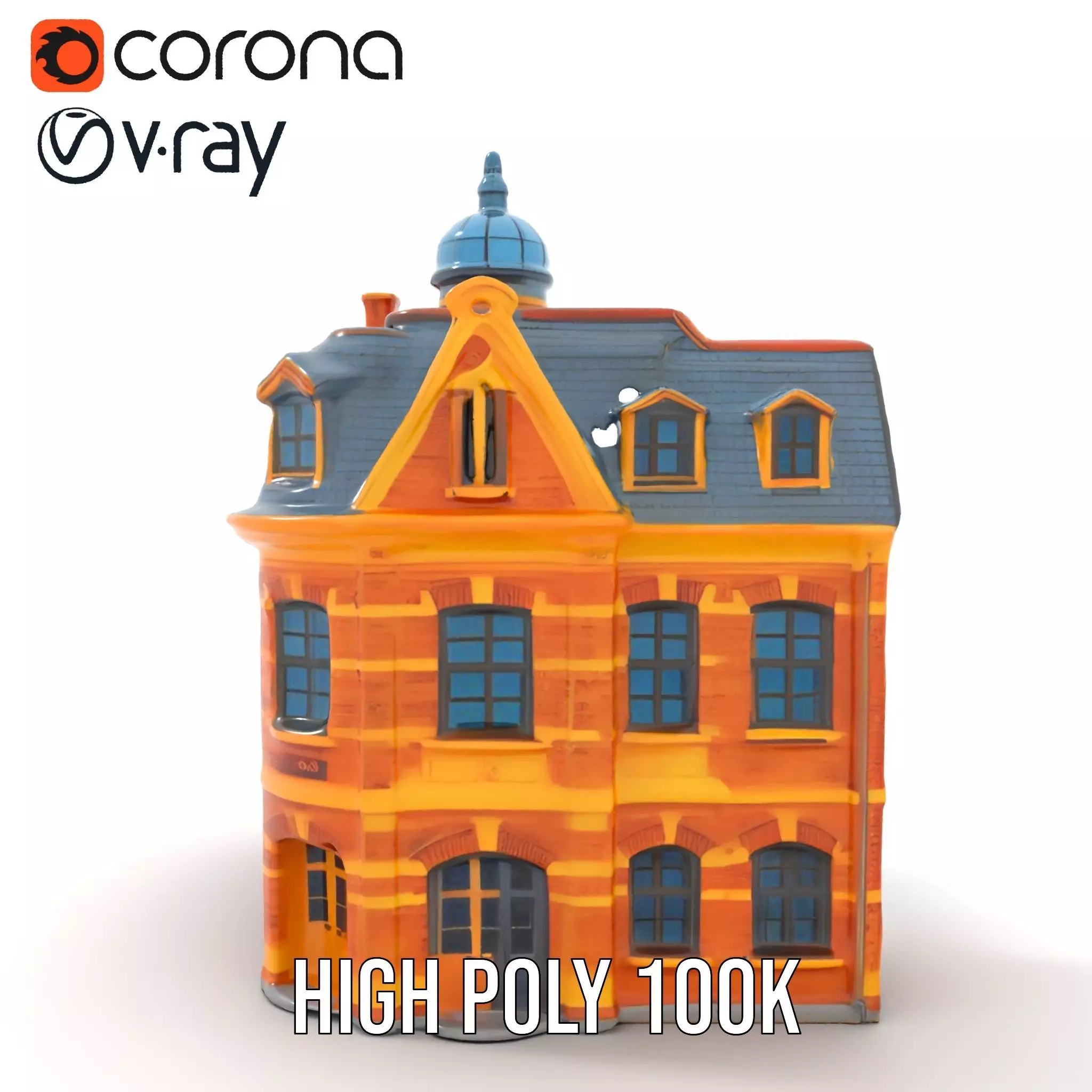 Victorian Brick House model pack Low-poly 3D model_16