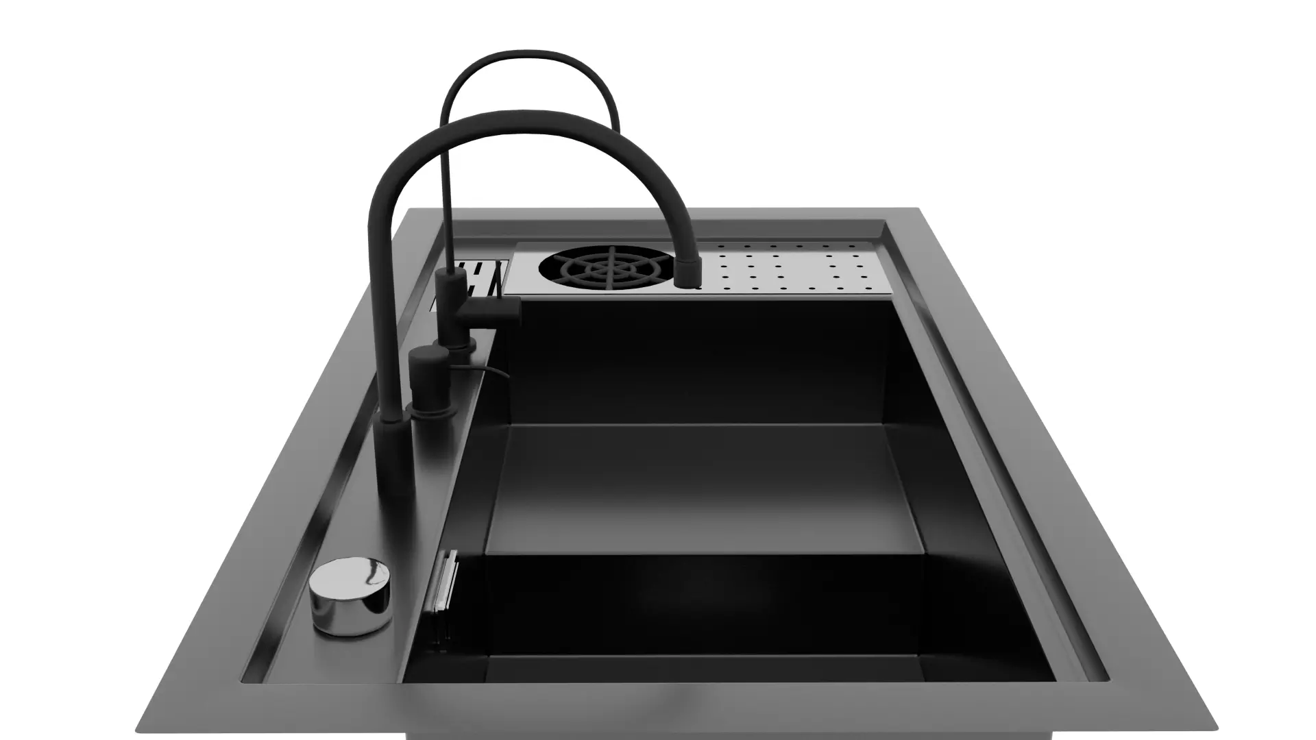 Modern Double Sink 3 Versions Black Chrome Covered 3D model_1