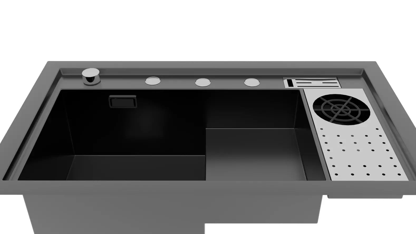 Modern Double Sink 3 Versions Black Chrome Covered 3D model_2