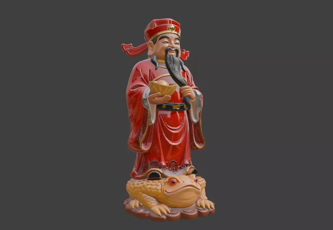 3D model of the God of Wealth sculpture ornament 3D print model