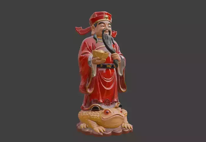 3D model of the God of Wealth sculpture ornament