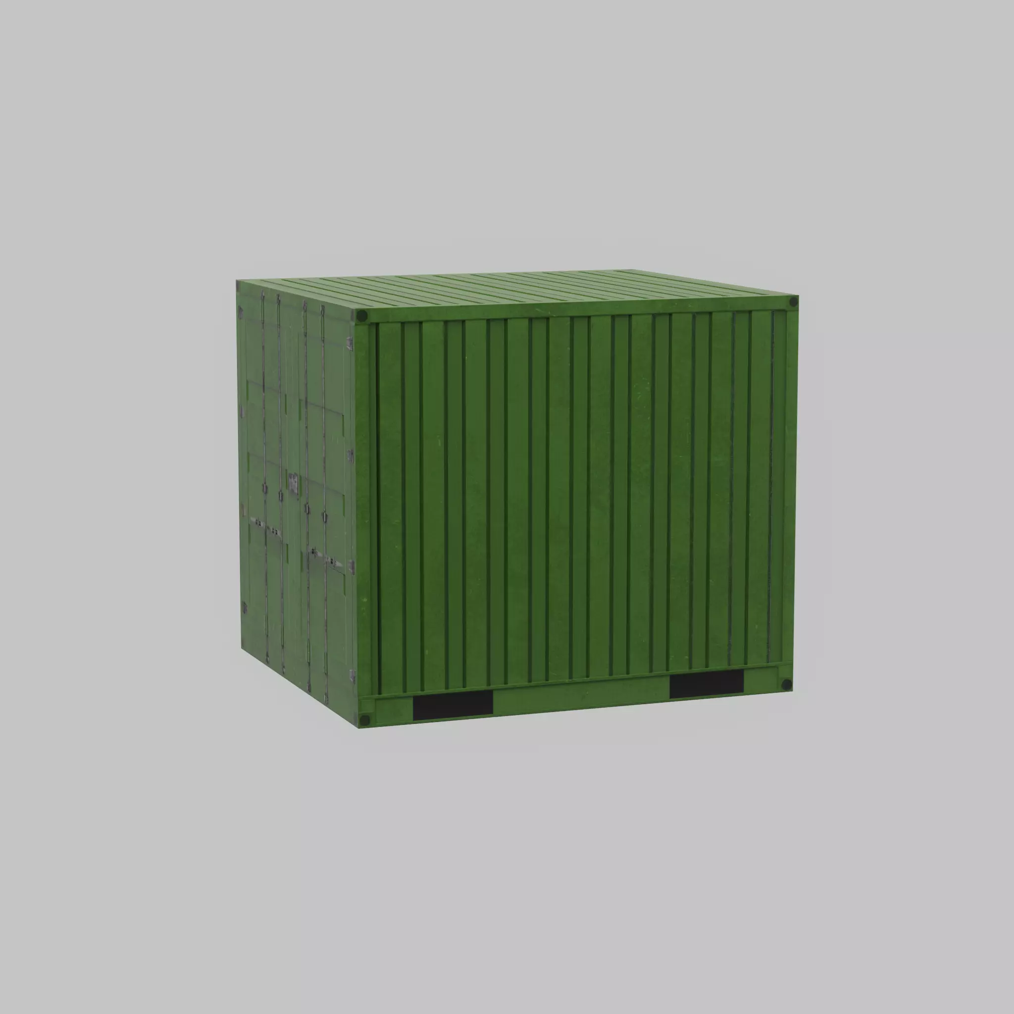 Transport-Container Yellow-Green 6ft Low-poly 3D model_35