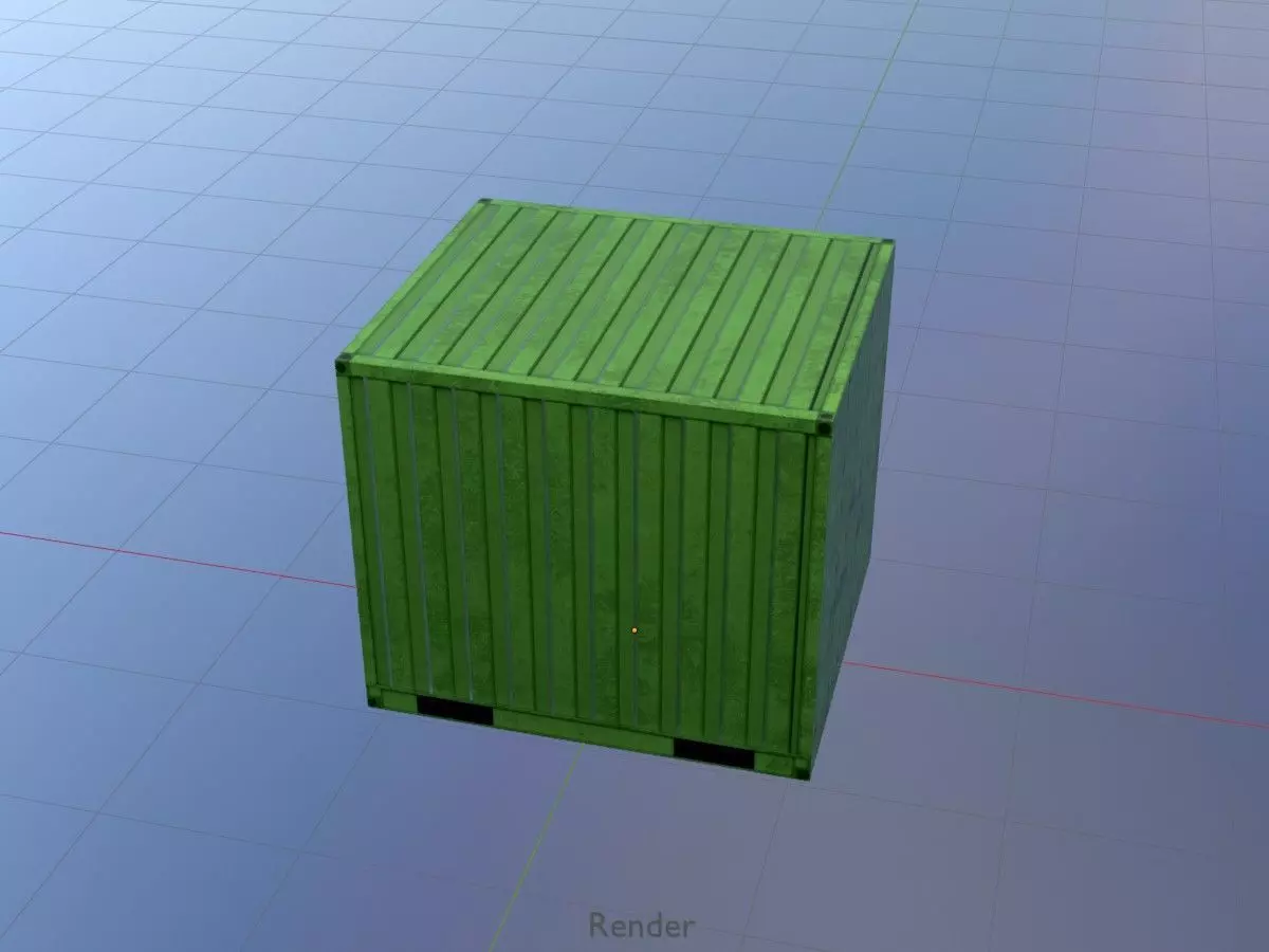 Transport-Container Yellow-Green 6ft Low-poly 3D model_20
