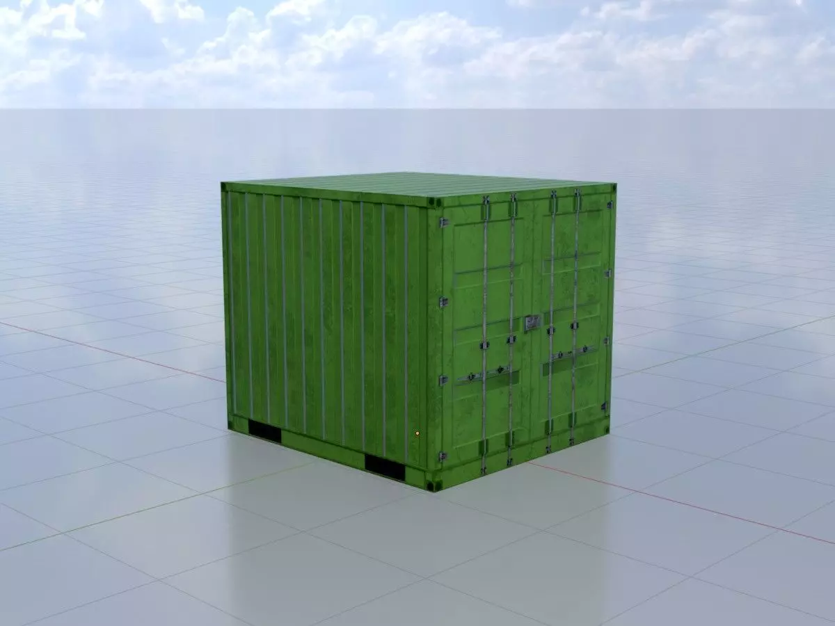 Transport-Container Yellow-Green 6ft Low-poly 3D model_0